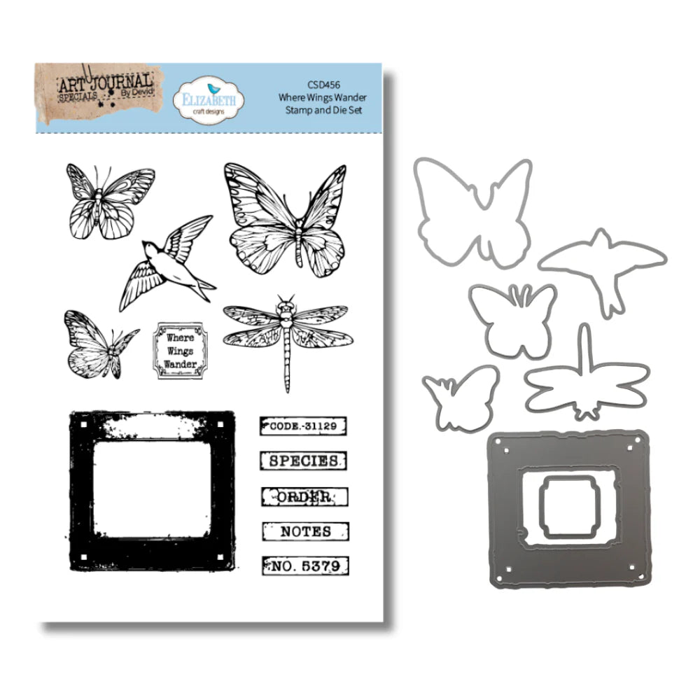 Elizabeth Craft Designs Where Wings Wander Stamp & Die Set